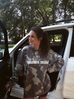 Heaven Made Christian Graphic Crewneck Sweatshirt | Faith-Based Streetwear Bleached Pullover