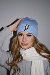 Blue Lightning Bolt Patched Beanie