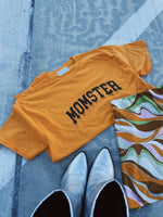 Momster Graphic Halloween T-Shirt | Funny Spooky Season Tee for Moms| Bright Orange Oversized Fall Shirt | Cute & Comfortable Halloween Mom Life Top
