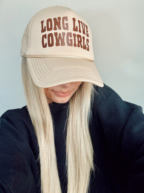 long live cowgirls tan trucker hat