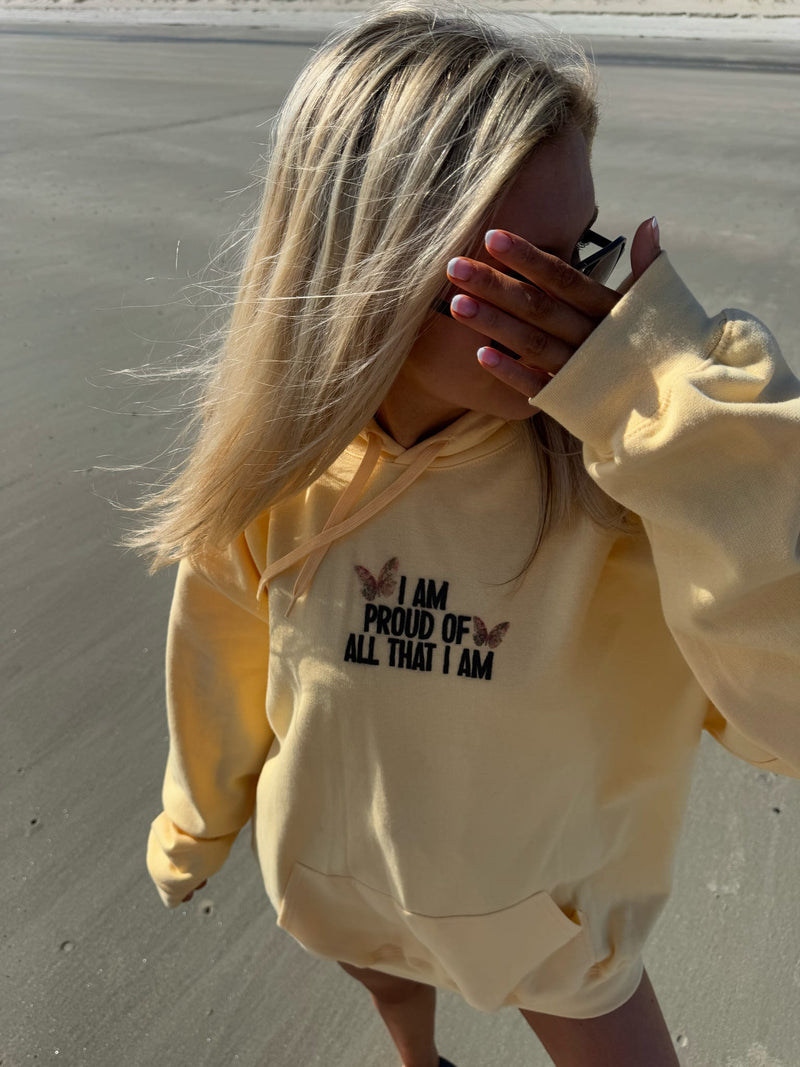 Proud of All That I Am Butterfly Hoodie | Positive Affirmation Graphic Pullover