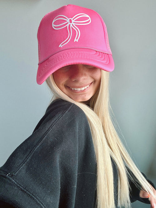 pink trucker bow hat