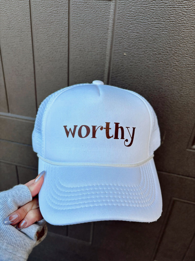 worthy white trucker hat