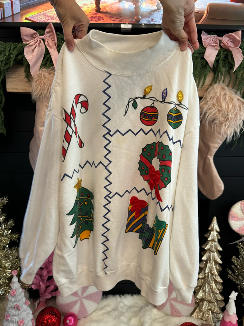 Vintage mock-neck Christmas sweater