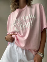 let's take a trip pink tee