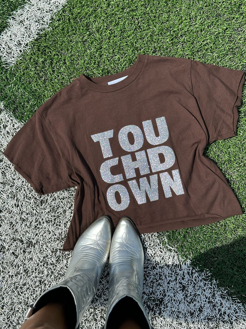 Touchdown Glitter Tee Crop