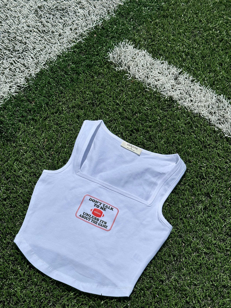 don't talk to me game day crop tank