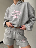 Jesus Loves You Gray Hoodie (CAN BE MADE A SET)