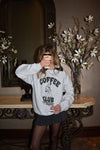 Coffee Club Graphic Sweatshirt | Cozy Ash Gray Fleece Pullover for Coffee Lovers