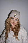 Tan lightning Patch Beanie