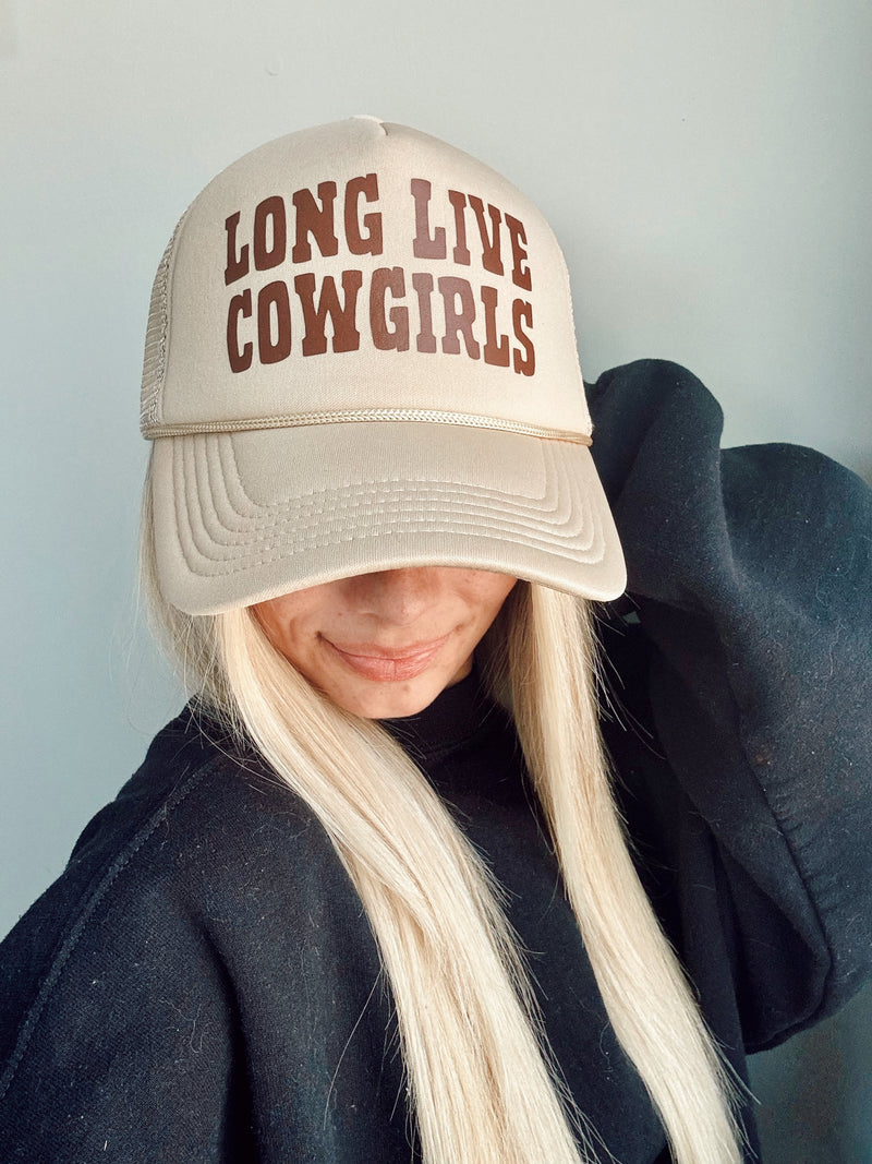 long live cowgirls tan trucker hat