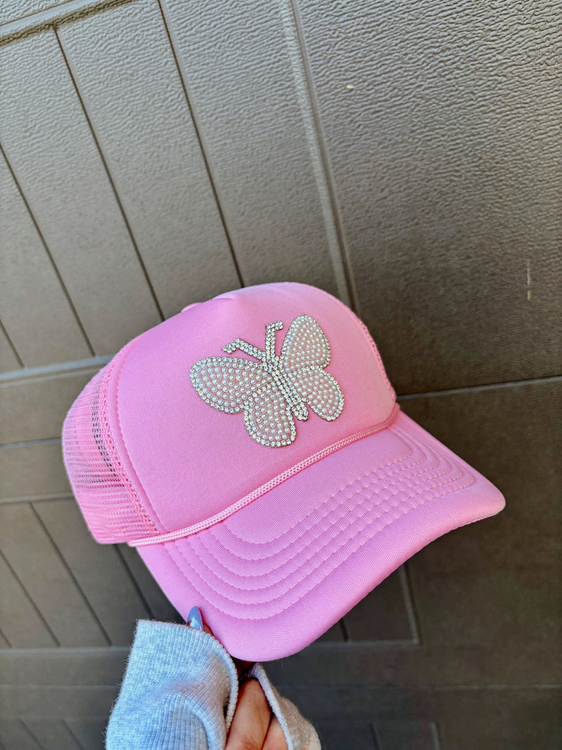 pearl butterfly trucker hat