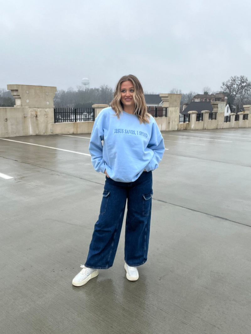 Jesus Saves, I Spend Sweatshirt