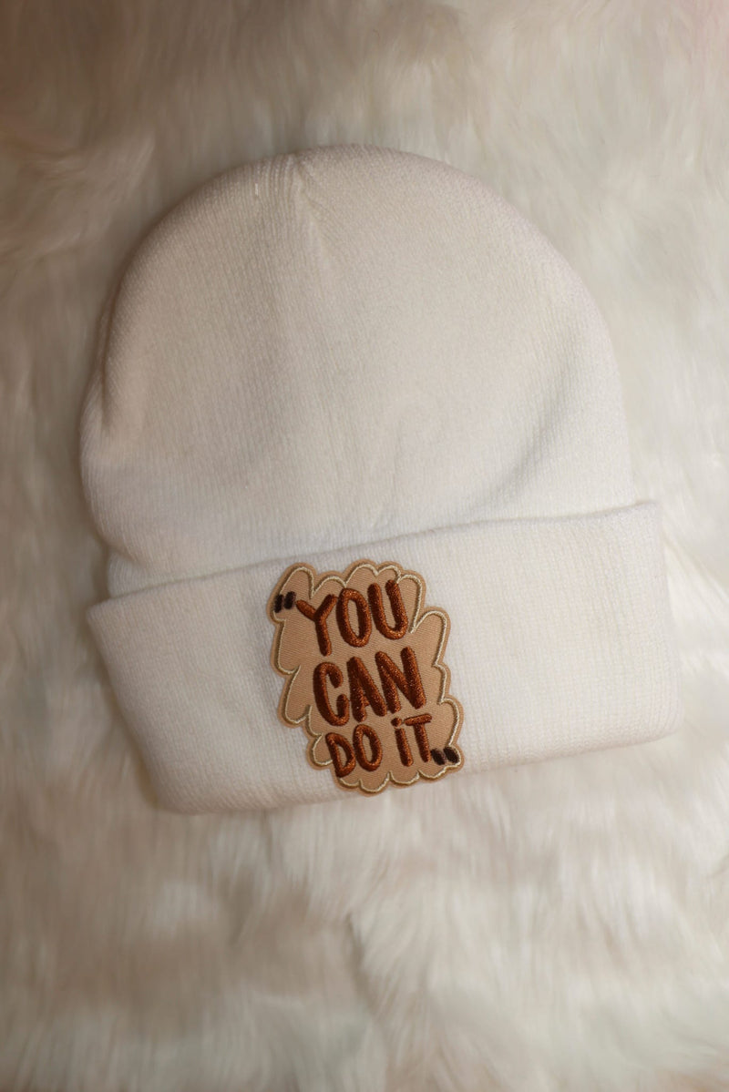 White “You can do it” Beanie