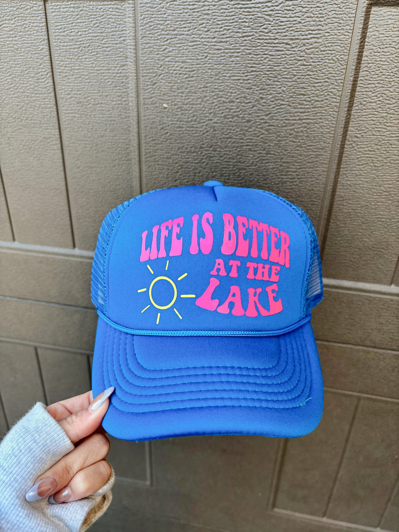 life is better at the lake trucker hat