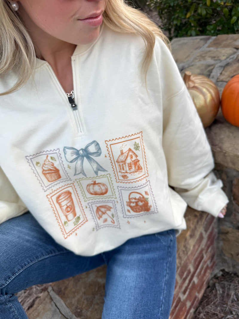 "Cozy Stamps of Fall" Quarter Zip