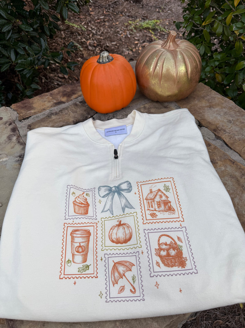 "Cozy Stamps of Fall" Quarter Zip