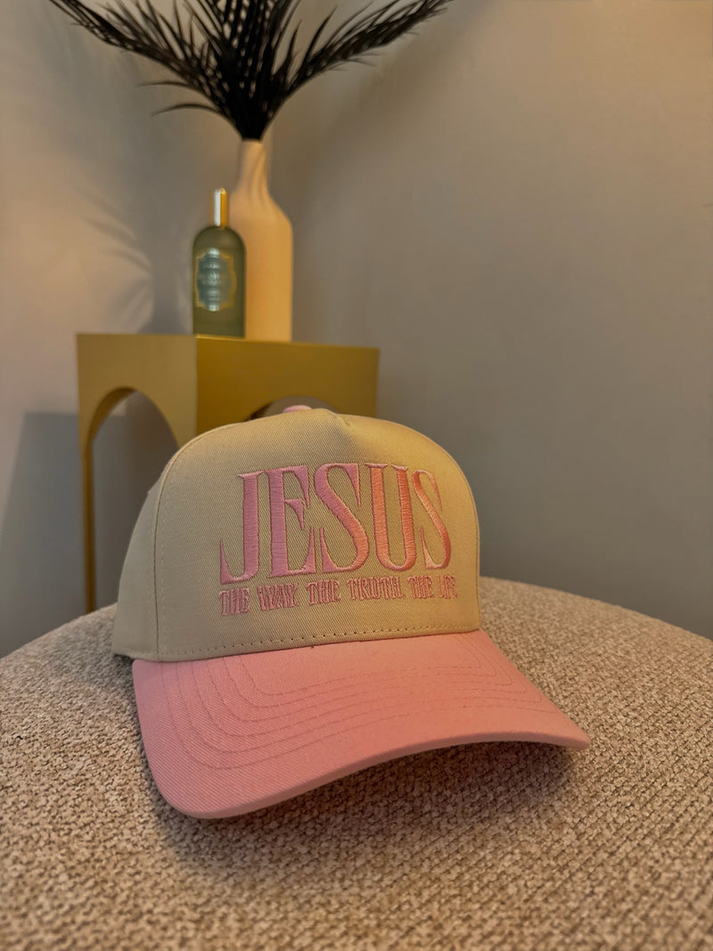 Pink JESUS Trucker Hat-Grace in Every Step