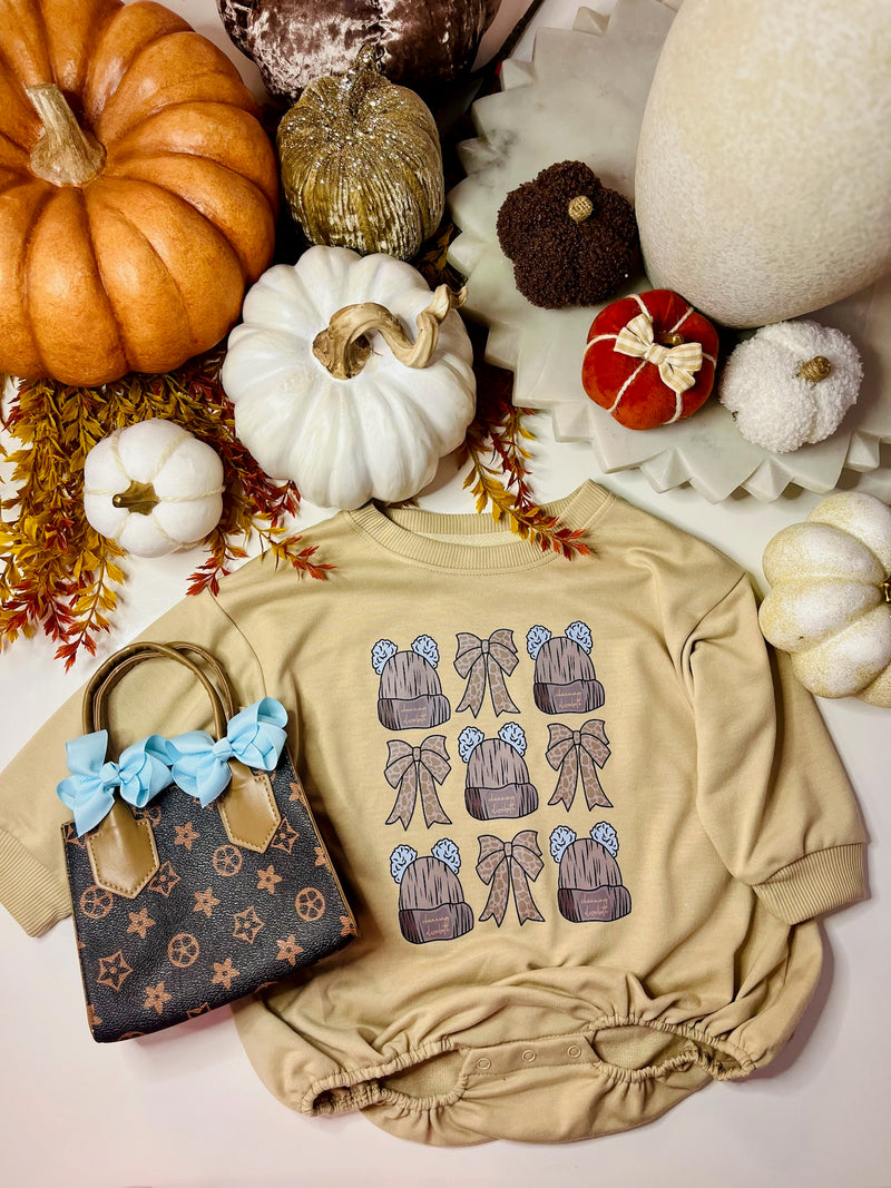Cozy Bows and Beanies Onesie