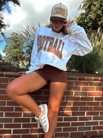Brown Puff Football Mock Neck  Long Sleeve