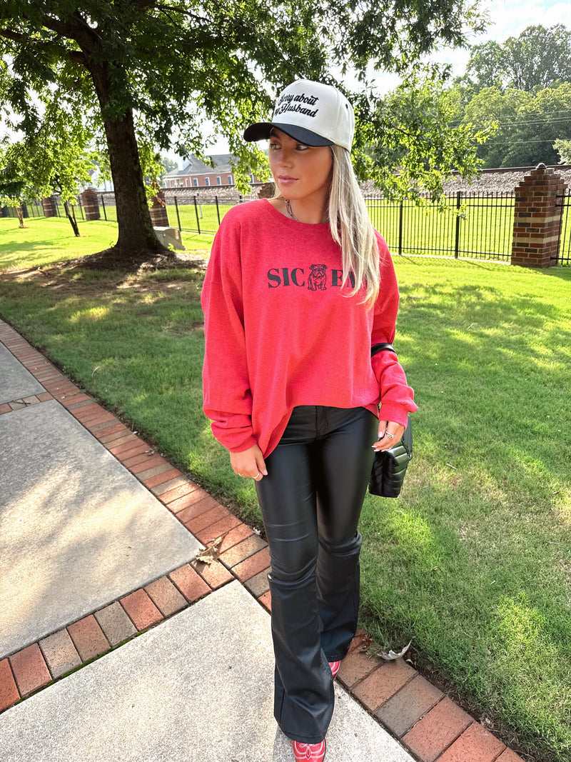 SIC'EM Red Crew Neck
