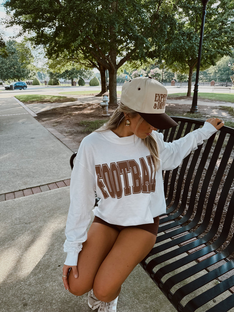 Brown Puff Football Mock Neck  Long Sleeve