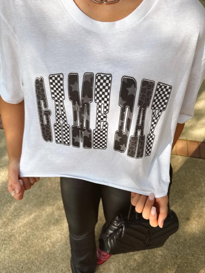 Black Game Day Cropped Tee