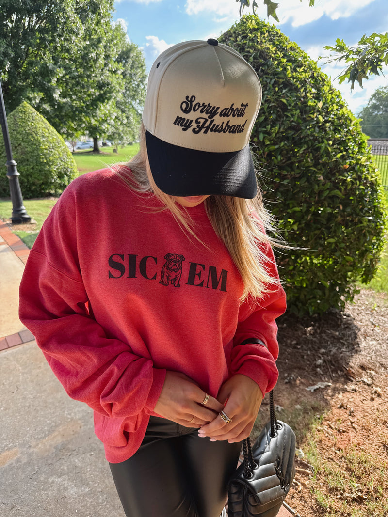 SIC'EM Red Crew Neck
