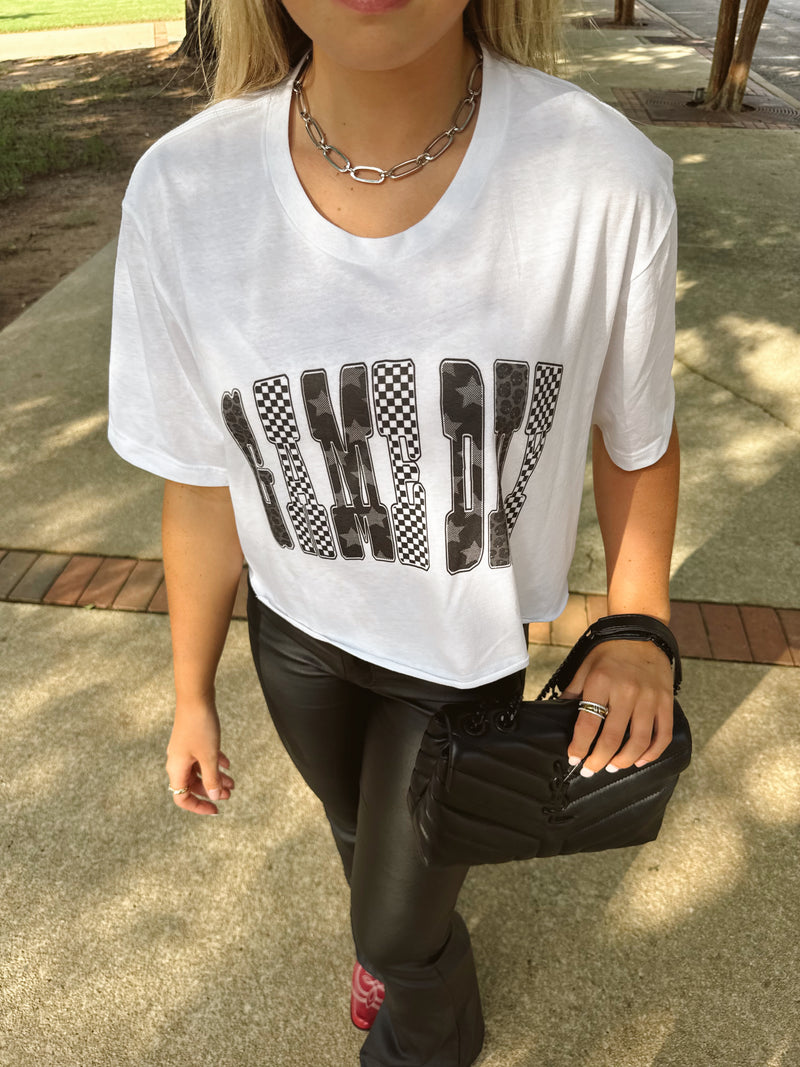 Black Game Day Cropped Tee