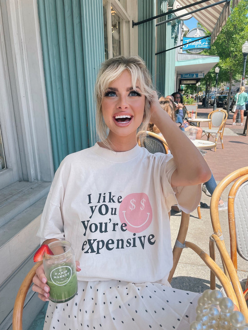 I Like You You’re Expensive Graphic Tee – Smiley Face T-Shirt