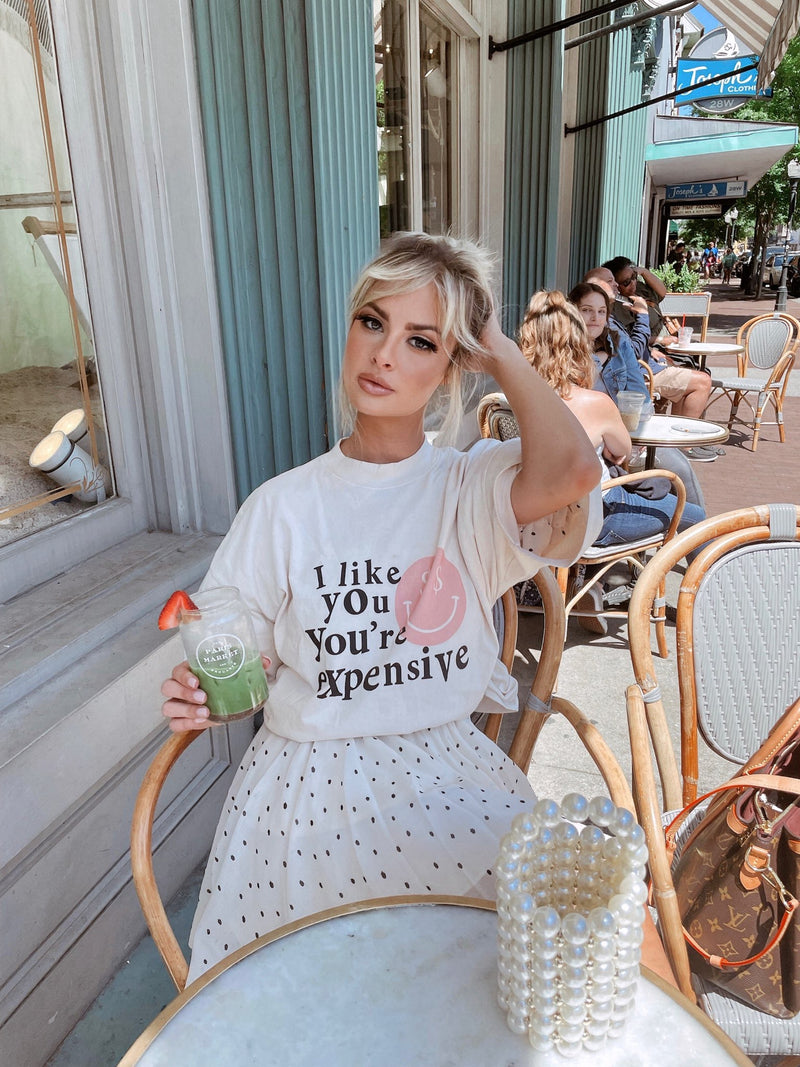 I Like You You’re Expensive Graphic Tee – Smiley Face T-Shirt